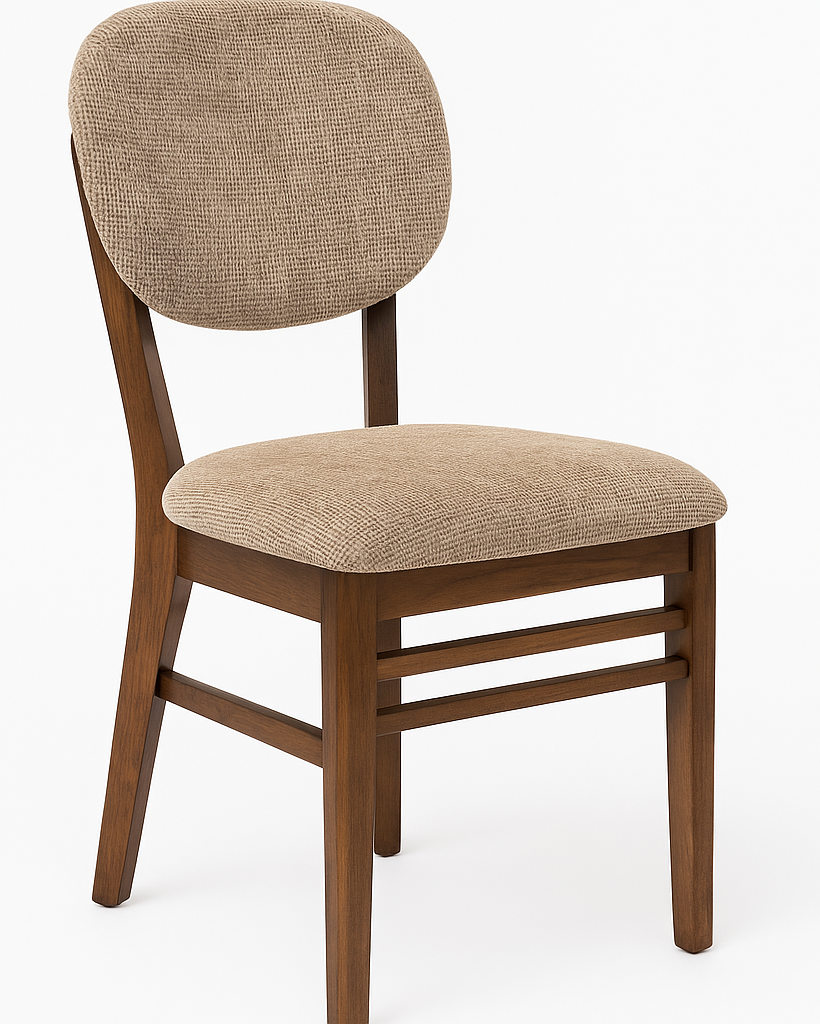 Comedor Verona en granito estampado con base de cedro y 6 sillas tapizadas