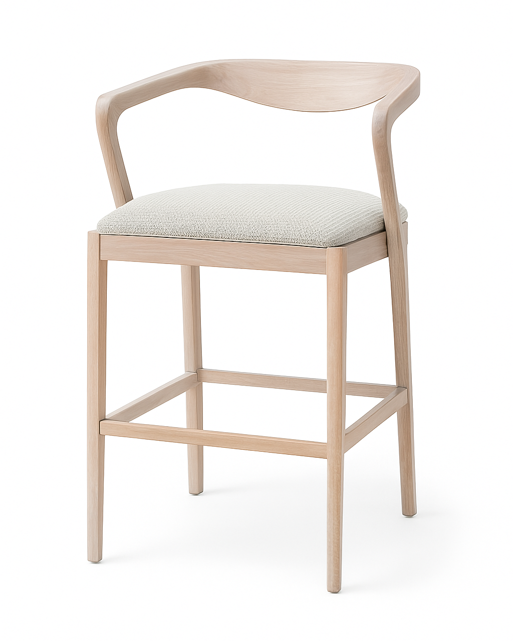 Banco Alto “Luna Claro” – Madera Natural & Marfil