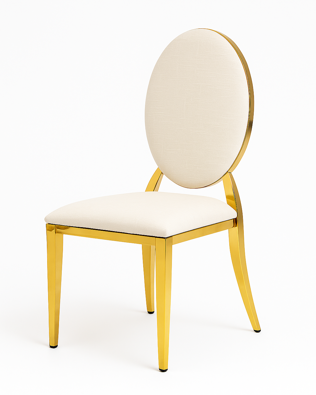 Comedor Milano en acero inoxidable dorado con cubierta circular