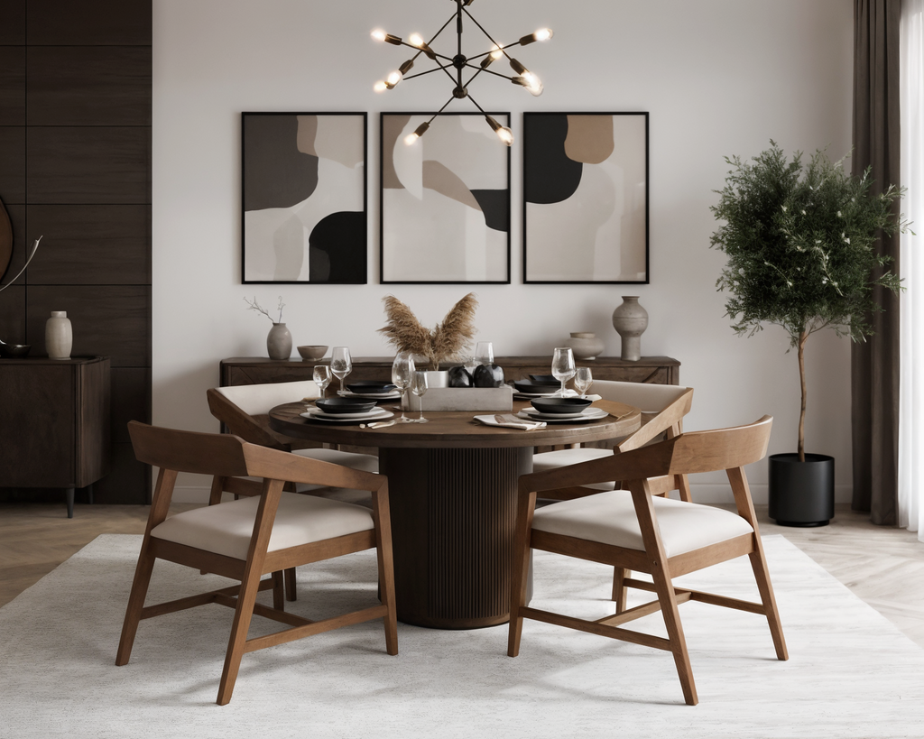 Comedor Lisa en madera con 4 sillas tapizadas